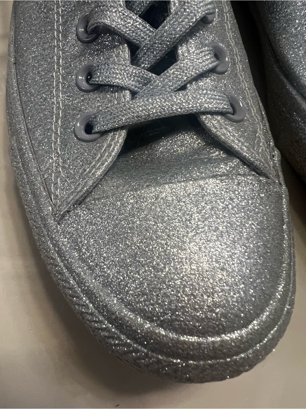 Converse  Chuck Taylor All Star Silver Glitter Sneakers Men's 9, Women 11 - Picture 10 of 12